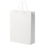 Handgefertigte 170 g/m² Integra-Papiertüte mit Kunststoffgriffen – XL Weiß