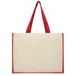 Varai 320 g/m² canvas and jute shopping tote bag 23L Red