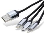 USB 3-in-1 Ladekabel LED Logo Schwarz