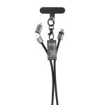 XD Xclusive Terra 60Wduales Ladekabel aus RCS recyceltem PET mit Lanyard Grau/schwarz