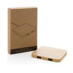 XD Collection Bamboo 10W wireless charger with USB Brown