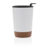 XD Collection GRS rPP Edelstahl-Kaffeebecher mit Kork Weiß