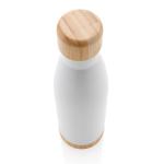 XD Collection Vacuum stainless steel bottle with bamboo lid and bottom White