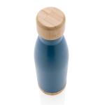 XD Collection Vacuum stainless steel bottle with bamboo lid and bottom Aztec blue