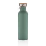 XD Collection Modern stainless steel bottle with bamboo lid Green