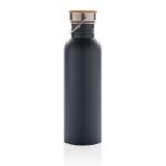 XD Collection Moderne Stainless-Steel Flasche mit Bambusdeckel Blau