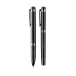 Swiss peak OSLO recycled stainless steel deluxe pen set Black