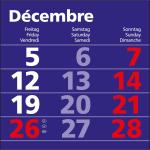 Einblatt-3-Monatskalender als Werbekalender zum Bedrucken. Deutsch (D/GB/F). Dicke, klassische Schrift. Inkl. 4C-Druck. Dunkelblau