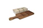InSideOut Servierbrett aus Holz mit 3 Keramikschalen Ecru