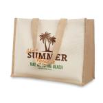 CAMPO DE FIORI Jute and canvas shopping bag Fawn