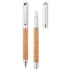 QUERCUS Metal Ball pen set in cork box Timber