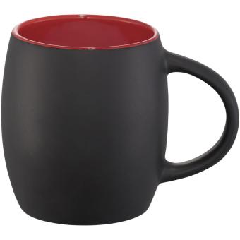 Hearth 400 ml ceramic mug with wooden coaster Black/red