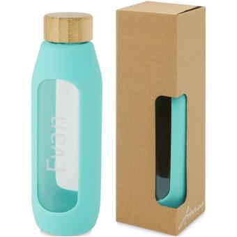 Tidan 600 ml borosilicate glass bottle with silicone grip Green