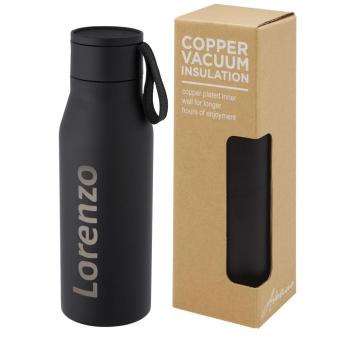 Ljungan 500 ml Kupfer-Vakuum Isolierflasche mit PU Kunststoffband und Deckel Schwarz