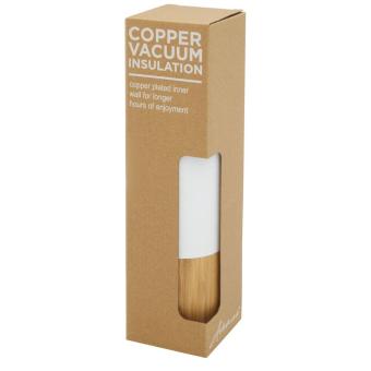 Torne 540 ml copper vacuum insulated stainless steel bottle with bamboo outer wall White