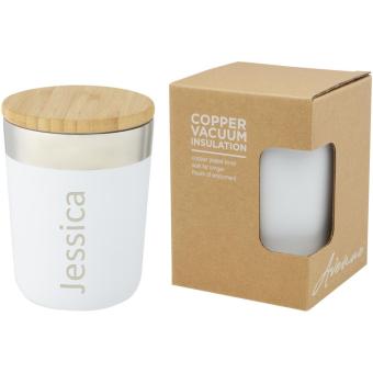 Lagan 300 ml copper vacuum insulated stainless steel tumbler with bamboo lid White