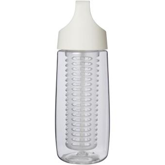 HydroFruit 700 ml Sportflasche aus recyceltem Kunststoff mit Klappdeckel und Trinkhalm, weiss Weiss,transparent