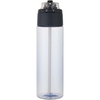 Theron 700 ml RCS recycled plastic water bottle with dual function lid and flip straw Light blue/blue pusher