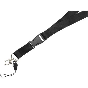 Sagan Lanyard mit abnehmbarer Schnalle und Handyband Schwarz