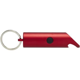 Flare IPX-LED-Lampe und Flaschenöffner aus recyceltem Aluminium mit Schlüsselanhänger Rot