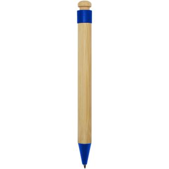 Rattan bamboo and recycled plastic ballpoint pen (black ink) Aztec blue