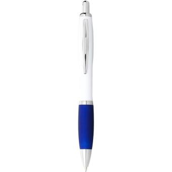 Nash ballpoint pen with white barrel and coloured grip 