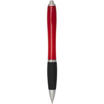 Nash RCS recycled plastic ballpoint pen with coloured barrel and black grip (black ink) Red