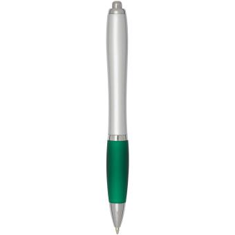 Nash RCS recycled plastic ballpoint pen with silver barrel and coloured grip (black ink) Green
