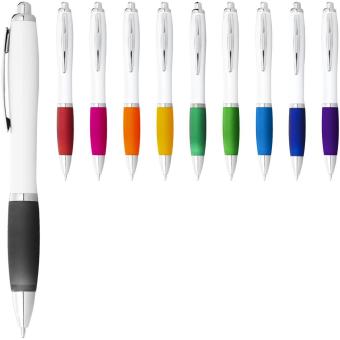 Nash ballpoint pen white barrel and coloured grip White/black