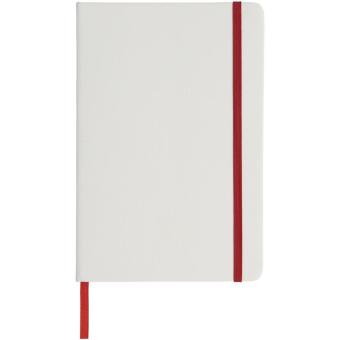 Spectrum A5 white notebook with coloured strap White/red