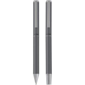 Lucetto Set mit Kugelschreiber und Tintenroller aus recyceltem Aluminium (schwarze Mine) Grau