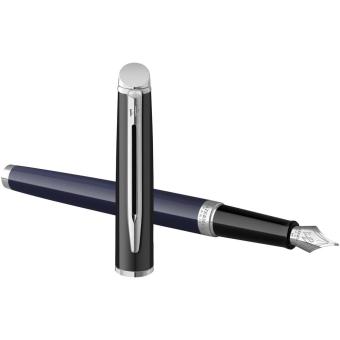Hemisphere colour blocking fountain pen with palladium trim (blue ink), blue Blue,black
