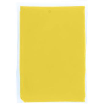 Mayan recycled plastic disposable rain poncho with storage pouch Yellow