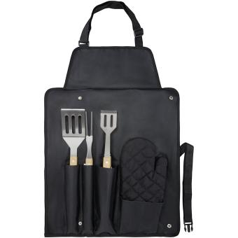 Gril 5-teiliges Grillset und Handschuh Schwarz