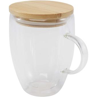 Leona 350 ml Glasbecher mit Bambusdeckel Transparent