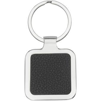 Piero laserable PU leather squared keychain Black