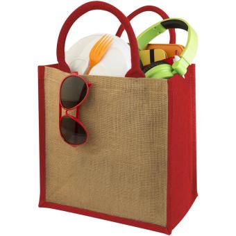 Chennai jute tote bag 16L, nature Nature,red