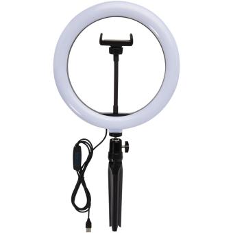 Studio ring light for selfies and vlogging with phone holder and tripod Black