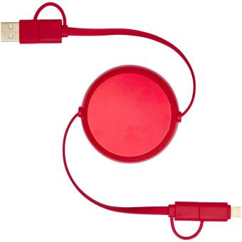 Alasia 100 cm 5-in-1 Kabel aus recyceltem Kunststoff und Aluminium, einziehbar, für Datenübertragung und mit 45W Schnellladung Rot