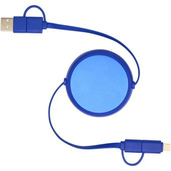 Alasia 100 cm 5-in-1 Kabel aus recyceltem Kunststoff und Aluminium, einziehbar, für Datenübertragung und mit 45W Schnellladung Royalblau