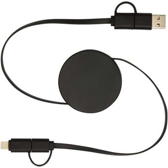 Citala 5-in-1 recycled plastic 90 cm retractable data sync and 40W fast charge cable Black