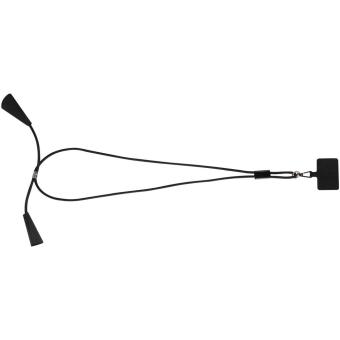 Funi recycled plastic smartphone lanyard with built-in data sync and 100W fast charge 5-in-1 cable Black
