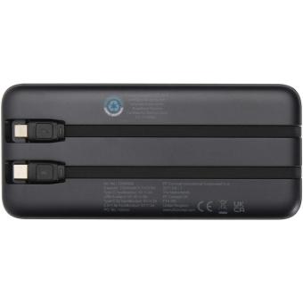 Adhil 10 W 10.000 mAh Powerbank aus recyceltem Kunststoff mit 2 integrierten Kabeln Schwarz