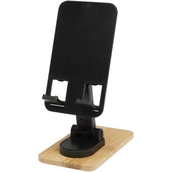 Alfirk recycled plastic foldeable desk phone stand with bamboo details Black