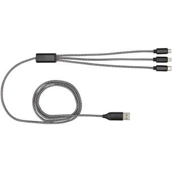 Alphecca 5-in-1-Ladekabel aus recyceltem Aluminium und RPET Schwarz