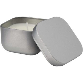 Tindra Quadratische Zinnkerze mit Vanille Duft Silber matt