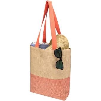 Rhythm straw paper tote bag 10L Brick