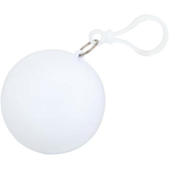 Fog poncho in round plastic container with carabiner White