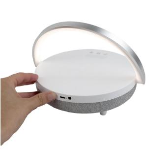 Prixton 4-in-1 10W Bluetooth® Lautsprecherleuchte mit LED und kabelloser Ladestation Weiß