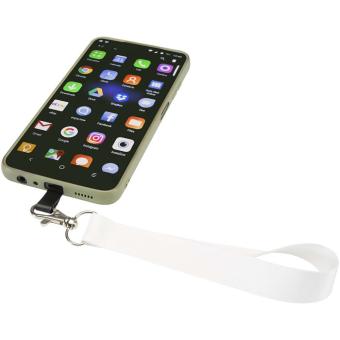 Gaby Mini Lanyard aus RPET mit Telefonhalterung und Sublimationsdruck Schwarz/weiss